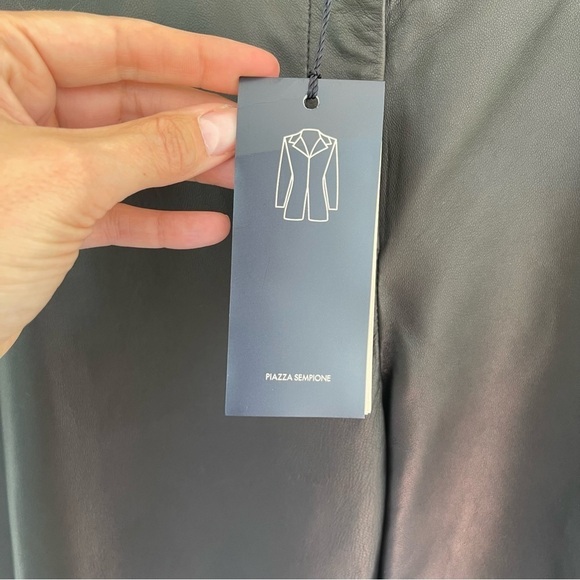 NEW Piazza Sempione 100% Leather Wide Leg Pant P825 Black Size 42 NWT - Picture 3 of 10